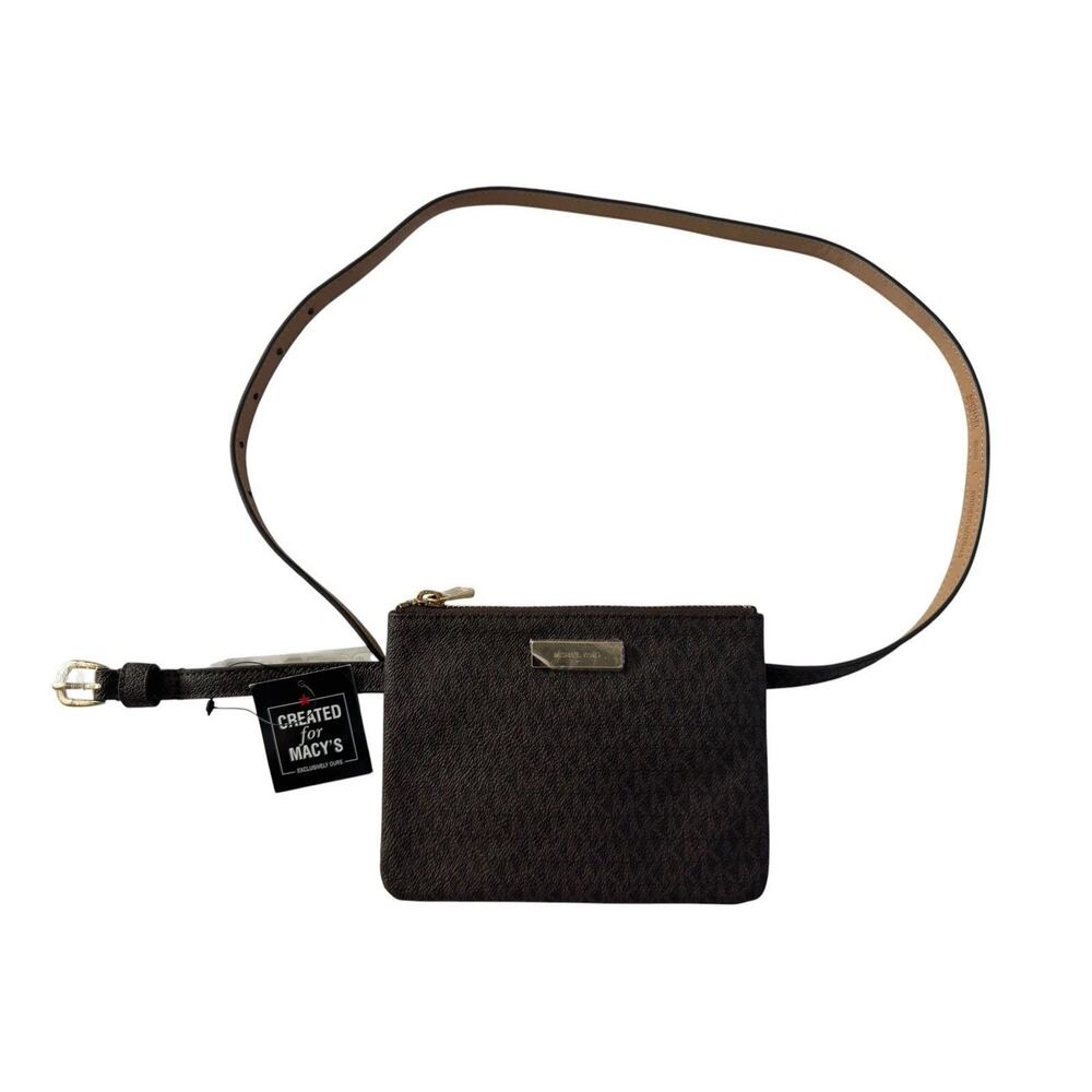 NWT Michael Kors Large Belt Bag Fanny Pack MK Signature Logo Brown #7011